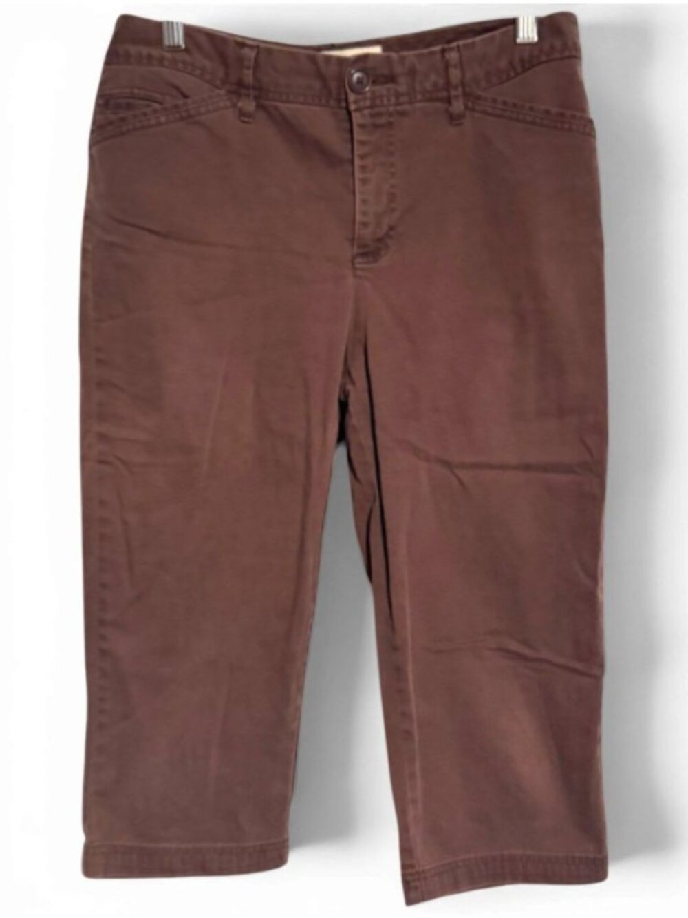 St. Johns Bay Secretly Slender Capri Pants Cotton Blend Brown - 10